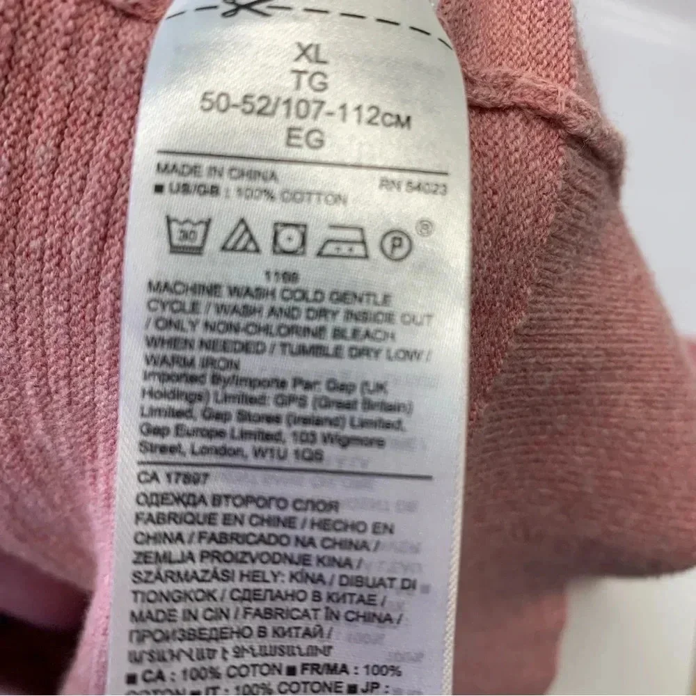 Banana Republic Organic Slub Cotton‎ Rib Knit Polo Shirt XL Long Sleeve  Pink